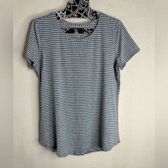 Lululemon Love Crew III Modern Stripe Heathered Medium Grey White - Picture 2 of 4